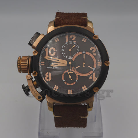 U-BOAT CHIMERA 46MM LIMITED EDITION LEATHER STRAP BROWN DIAL